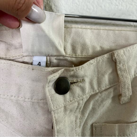 Lykke Wullf Perfected Ranch Pant Cream Canvas Paint Splatter Womens Size 4 - Picture 8 of 10